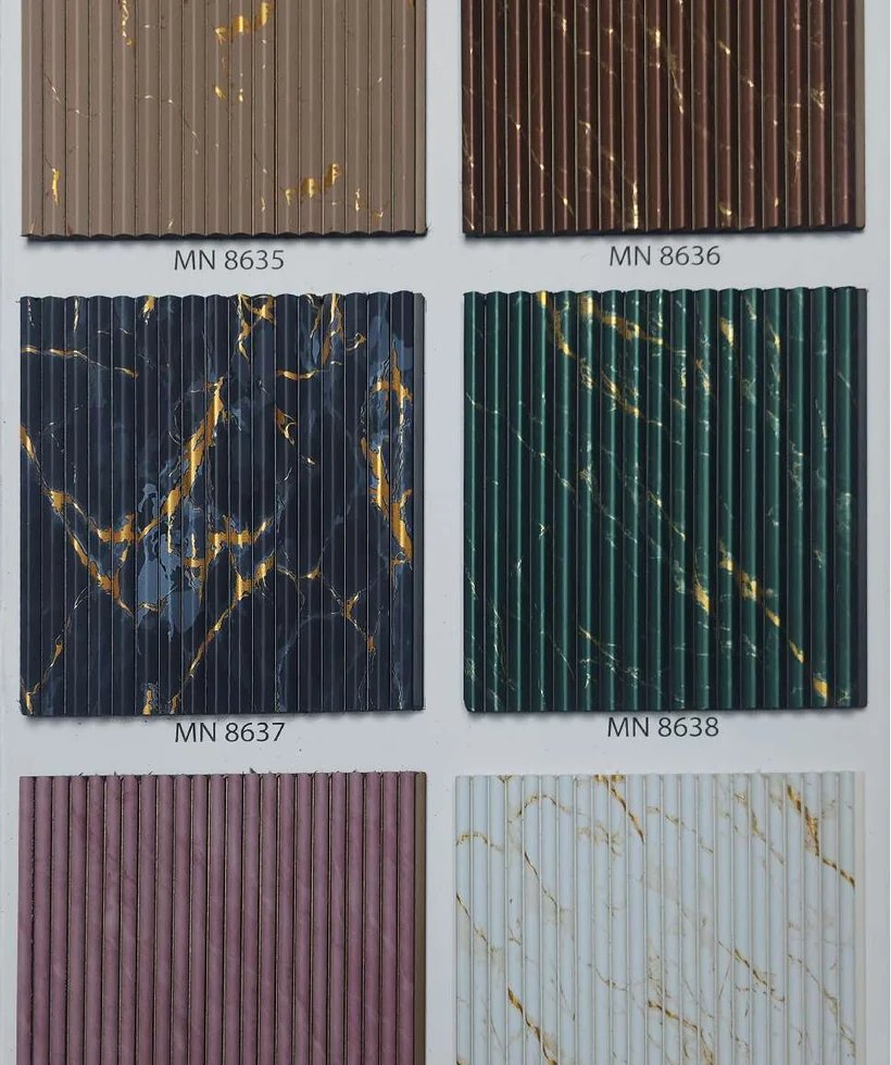 Curated library of fluted panel colours and finishes